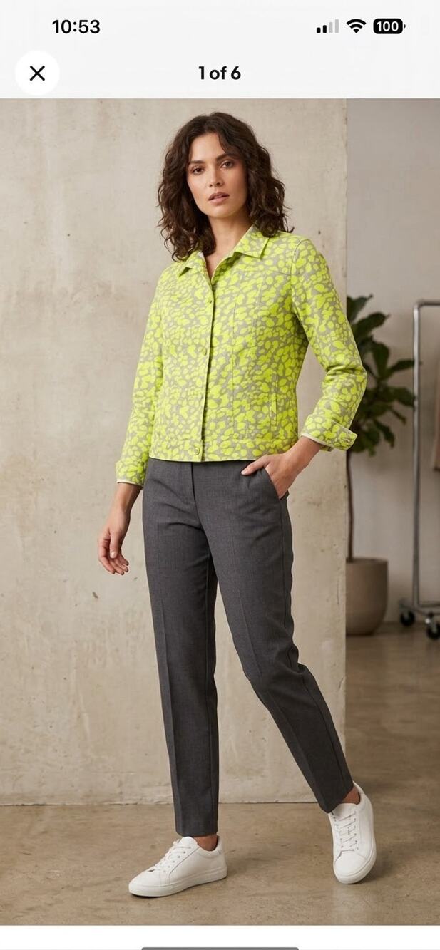 Cynthia Rowley Women's XL Yellow/Gray Animal Print Button Jacket